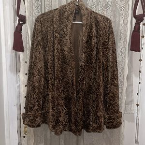 CONNECTED WOMAN-BEAUTIFUL BROWN SHAG OPEN SWING JACKET